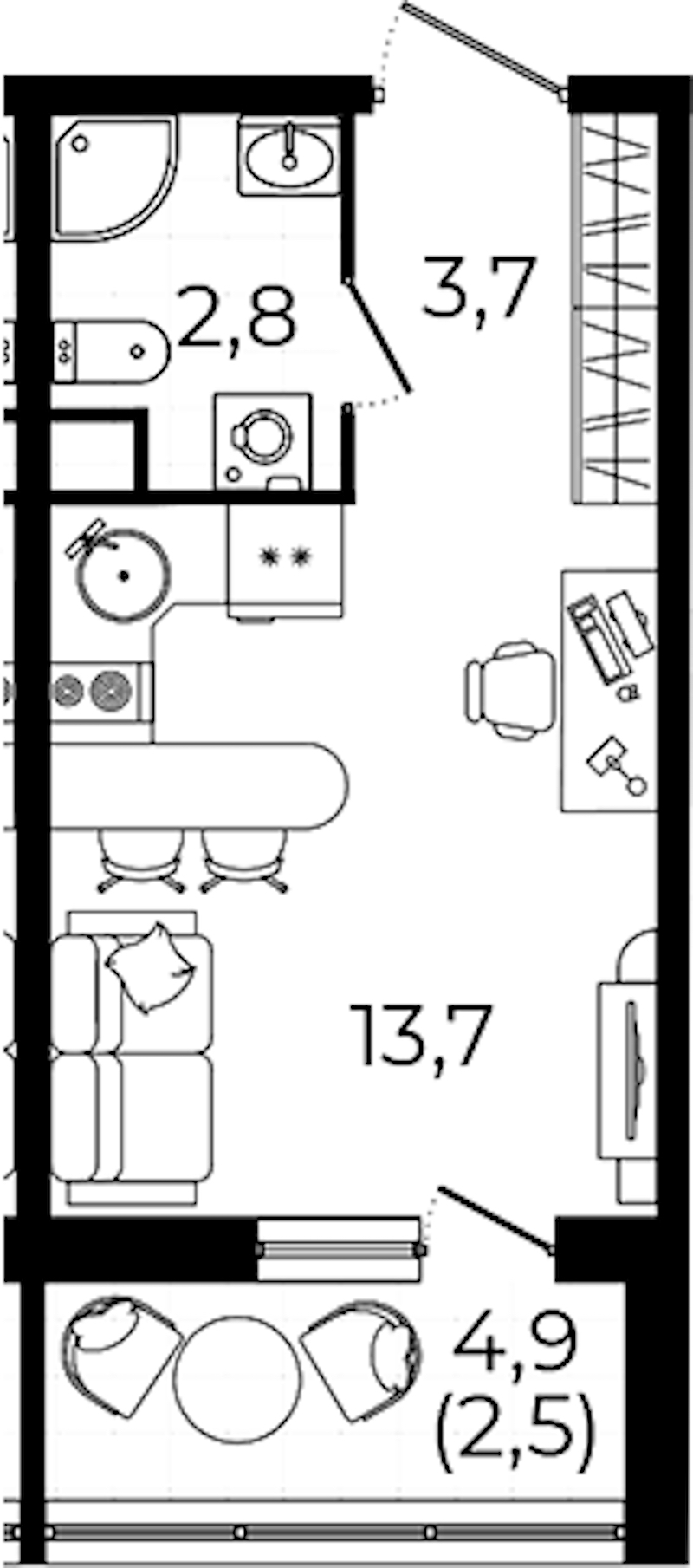 Квартира студия 22.7 м², 9/12 эт., ЖК «А101 Всеволожск»
